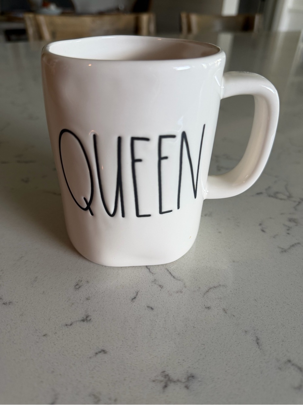 Rae Dunn White 'QUEEN' Ceramic Mug